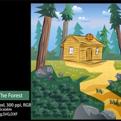 cabin in the forest vector illustration