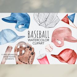 Watercolor Baseball Clipart / Baseball Bat / Sport Clipart / Boys clipart / Baseball PNG