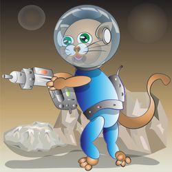 space trooper cat cartoon illustration