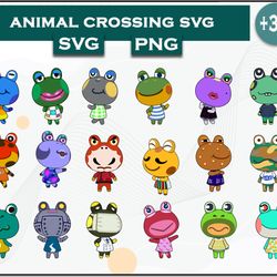 frog bundle animal crossing svg, frog animal svg, cartoon svg digital file