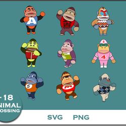 gorilla animal crossing bundle svg, gorilla animal svg, cartoon svg digital file