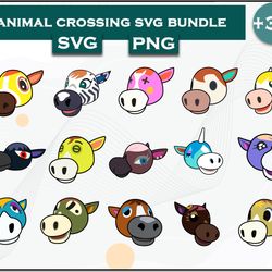 horse animal crossing bundle svg, hippo animal svg, cartoon svg digital file