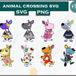 kangaroo animal crossing bundle svg, kangaroo animal svg, cartoon svg digital file