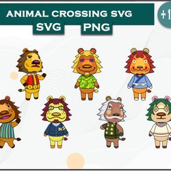 Lion Animal Crossing Bundle SVG, Lion Animal SVG, Cartoon SVG Digital File
