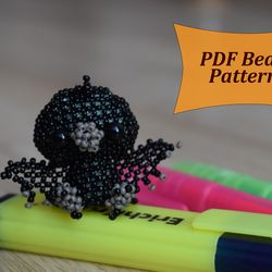 Crow pattern beaded bird, beading tutorials, raven, animal keychains. 3d beaded bird tutorial. 3d beadwork pattern