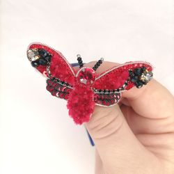 moth brooch, insect brooch pin, beaded brooch, insect lover gift, lapel pin brooch, scarf brooch, gift for mom