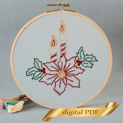 poinsettia pattern pdf embroidery, easy hand embroidery diy