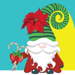 Scandinavian gnome, cartoon Christmas fantasy character, colorful illustration