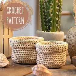 Crochet round basket pattern PDF, Bathroom  organization, christmas gift for mom DIY, boho home decor, nursery decor,