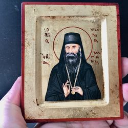 Bishop Nikolai Velimirovic of Serbia | High quality icon on wood | Serigraph icon made in Greece | Size| 10 x 12 x 2 cm