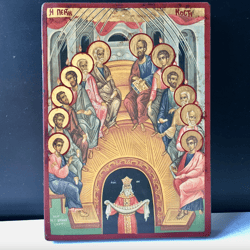 The Descent of the Holy Spirit Upon the Apostles - Pentecost | High quality serigraph icon | Size: 10" x 7,5"