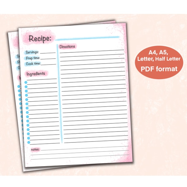Action Recipe Formate Recipe Template, Printable Recipe, Recipe Page, Cookbook Tem - Inspire ...