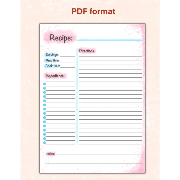 Action Recipe Formate Recipe Template, Printable Recipe, Recipe Page, Cookbook Tem - Inspire ...