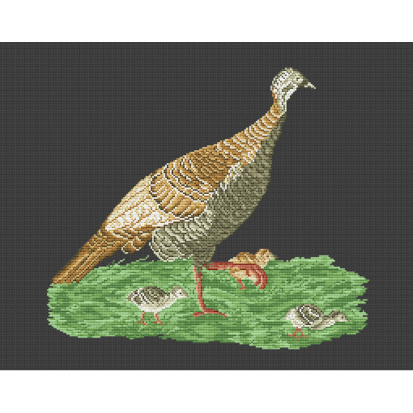Vintage Cross Stitch Scheme Turkey and chicks