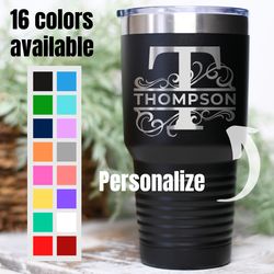 Personalized engraved tumbler cups Monogram tumbler Custom name insulated mug Customized travel mug Laser engraved cup