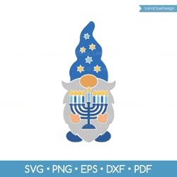 hanukkah gnome svg - gnome with menorah - hanukkah cut file