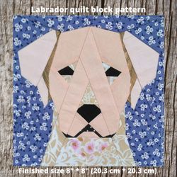 Labrador quilt block pattern 1 (fullface) in technology Paper Piecing