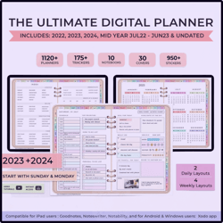 2024 Digital Planner, Goodnotes Planner, iPad Planner, Notability Planner, Dated Digital Planner, Digital Daily Planner