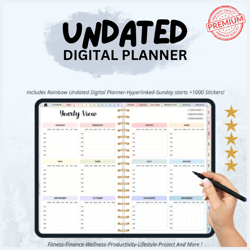 Undated Goodnotes Planner, Monthly Digital Planner, Goodnotes Template, iPad Planner, Digital Journal Pdf, 2024 Planner