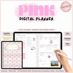 Pink Blush Digital Planner 2024, Dated Digital Planner for Goodnotes & Notability, iPad Life Planner, Digital Journal