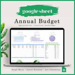 Annual Budget Tracker Spreadsheet Google Sheets, Budget Template, Yearly Budget Template, Financial Budget CSV Tracker