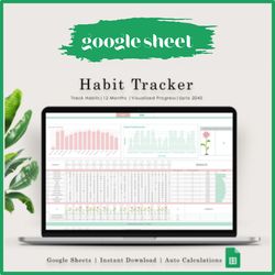 Habit Tracker Spreadsheet Google Sheets, Daily Habit Planner Goal Tracker Weekly Habit Goal Planner, CSV Routine Tracker