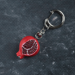 Red pomegranate keychain Christmas gift Pomegranate of polymer clay keyring