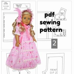 Sewing pattern for American girl doll, dress and bonnet for doll, American girl doll clothes, American girl dress