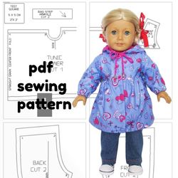 Sewing pattern for American girl doll coat, coat for doll, American girl doll clothes, American girl pdf pattern