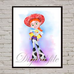 Jessie Toy Story Disney Art Print Digital Files nursery room watercolor