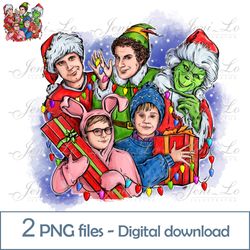 Christmas Friends 2 PNG files Merry Christmas clipart Funny movie character design Sublimation Digital Download