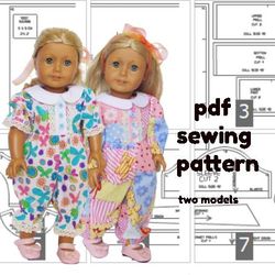 Sewing pattern for American girl doll, overalls for doll, American girl doll clothes, American girl overalls pdf pattern