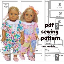 sewing pattern for american girl doll, overalls for doll, american girl doll clothes, american girl overalls pdf pattern