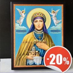 Venerable Angelina of Serbia (Brankovic), Queen | High quality serigraph icon on wood | Size: 5.1" x 6.5"