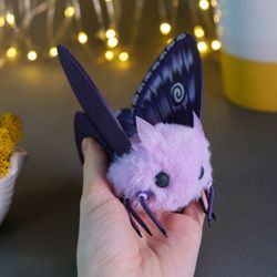 Cute Purple Moth Plush Art Doll - Unique Handmade Interior Toy for Insect Lovers - Make to order!