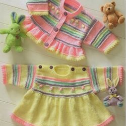 Digital | Crochet cardigan and dress for girls | Knit children's jersey | Knitting for children | PDF