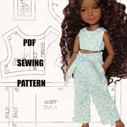 Pdf pattern for Ruby Red, Wellie Wishers doll top and pants, Wellie Wishers doll clothes, Ruby Red pdf sewing pattern
