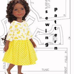 Pdf pattern for Ruby Red, Wellie Wishers doll tunic and skirt, Wellie Wishers doll clothes, Ruby Red pdf sewing pattern