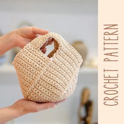 Crochet basket pattern PDF, small plant basket DIY, country house organization, christmas gift , rustic boho home decor