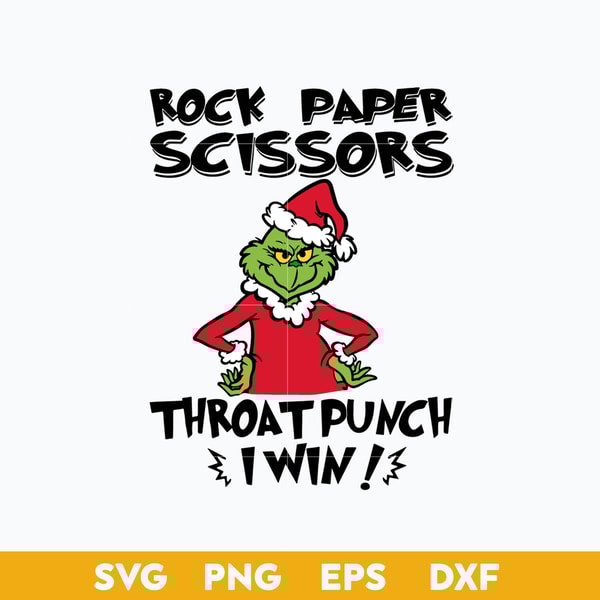 Rock Paper Scissors Throat Punch I Win Grinch SVG, Grinch Ch | Inspire ...