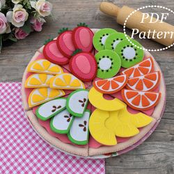 Felt Fruit Pie Play set PDF Pattern, Pie for kids Sewing Pattern, Felt Sweets Pattern