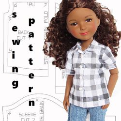 pdf pattern for ruby red, ruby red doll shirt, ruby red doll clothes, ruby red doll shirt pdf sewing pattern