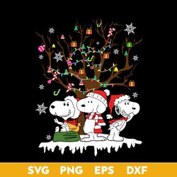 snoopy merry christmas tree gift svg, snoopy santa hat christmas svg file