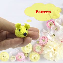 Crochet mouse pattern, miniature mouse, amigurumi mouse pattern pdf, micro amigurumi, miniature animals crochet tutorial