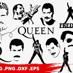 Big SVG Bundle, Digital Download, Freddie Mercury svg, Freddie silhouette, Queen svg, Queen silhouette, Freddie cut file