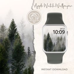 Apple Watch Wallpaper | Thanksgiving Autumn Fall Landscape Trees in Mist Apple Watch Face |  Smart Watch Background