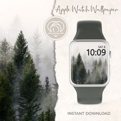 apple watch wallpaper | thanksgiving autumn fall landscape trees in mist apple watch face | smart watch background