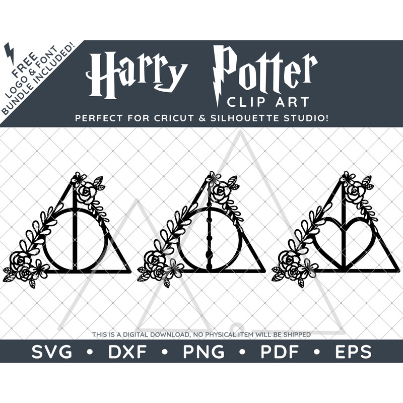 Harry Potter Floral Deathly Hallows by SVG Studio Thumbnail.png