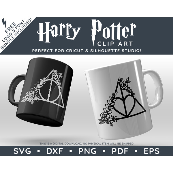 Harry Potter Floral Deathly Hallows by SVG Studio Thumbnail2.png