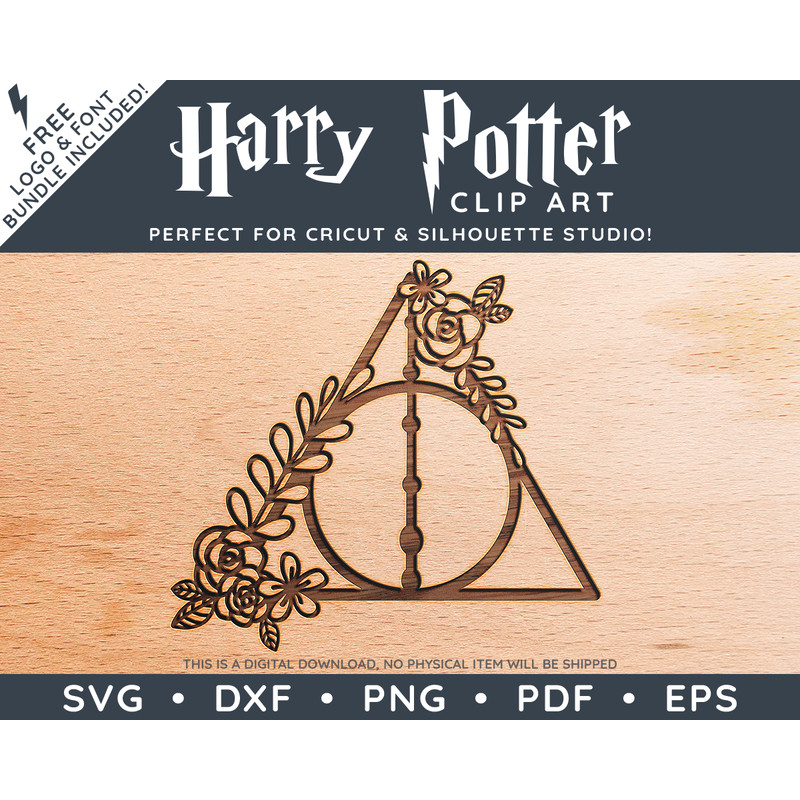 Harry Potter Floral Deathly Hallows by SVG Studio Thumbnail3.png